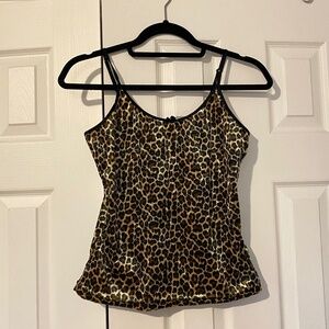 velvet leopard print tank top with bow